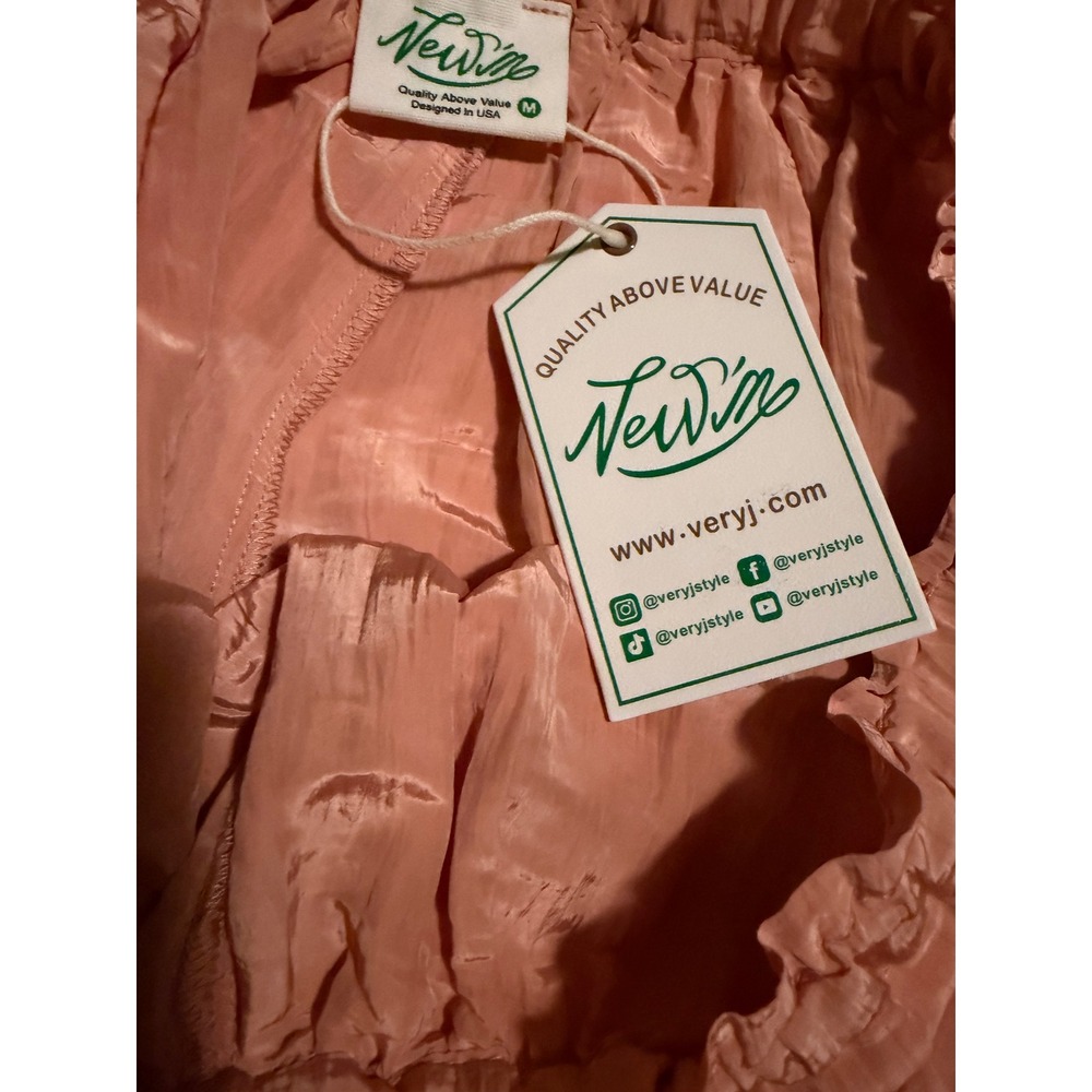 New J Very J 2 Piece Set Bloomer Pants and Lace Trim Top Terracotta Peach Medium - Picture 2 of 12